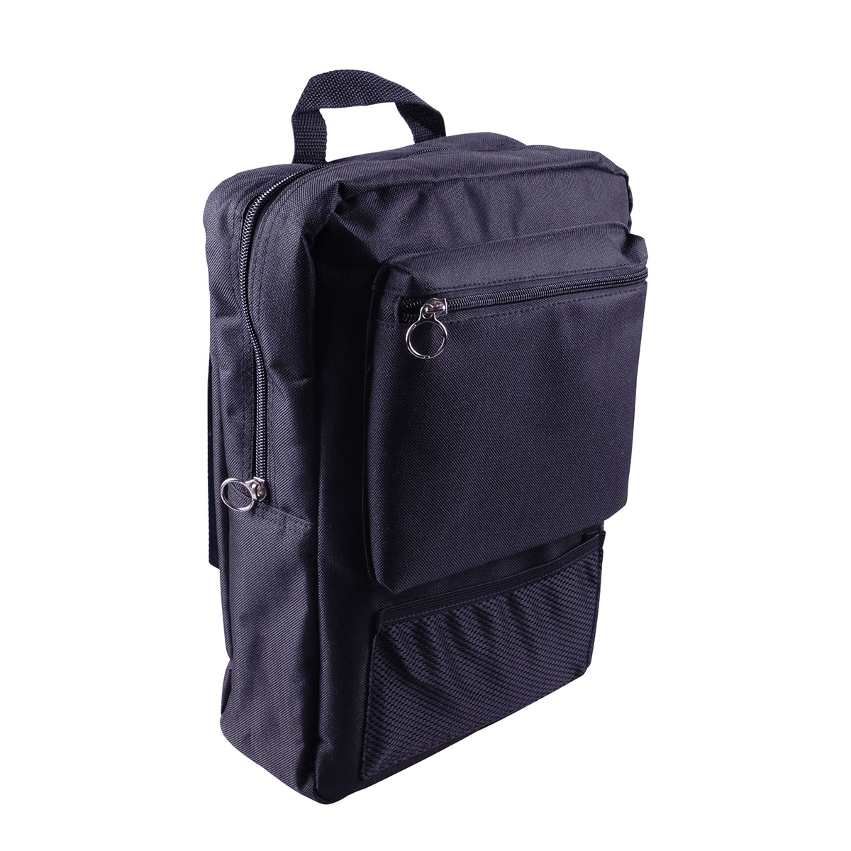 A black water resistant Armrest Bag for Mobility Scooters
